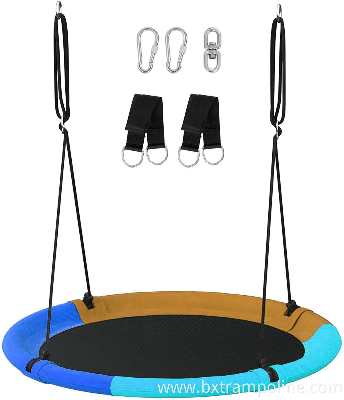 Saucer Tree Swing for Kids, 90cm Outdoor Swing Sets for Backyard, Round Flying Swing Seat with 2 Hanging Straps